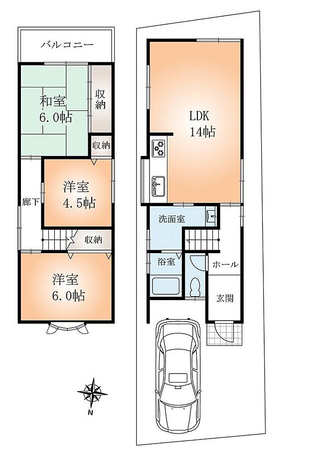 豊中市三和町4丁目戸建(3LDK)の間取り