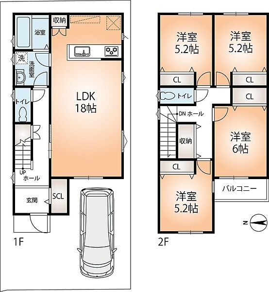 ●売却済み●A号地　参考プラン図　延べ床面積102.60平米　