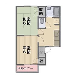 JR信越本線 長野駅 徒歩20分の賃貸アパート 2階2DKの間取り