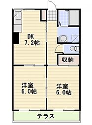 JR信越本線 長野駅 3.2kmの賃貸アパート 1階2DKの間取り