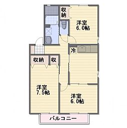 JR信越本線 長野駅 徒歩21分の賃貸アパート 2階3DKの間取り