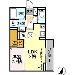 JR信越本線 長野駅 徒歩6分の賃貸アパート 2階1LDKの間取り