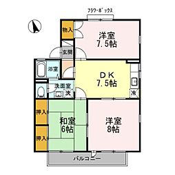 JR信越本線 長野駅 3.5kmの賃貸アパート 1階3DKの間取り