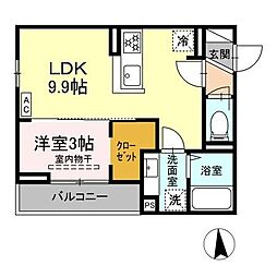 JR信越本線 長野駅 徒歩22分の賃貸アパート 2階1LDKの間取り