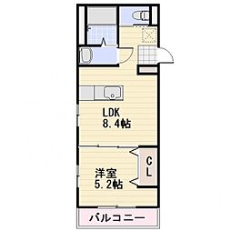 JR信越本線 長野駅 徒歩18分の賃貸マンション 3階1LDKの間取り