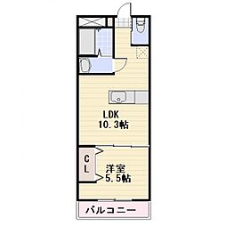 JR信越本線 長野駅 徒歩18分の賃貸マンション 2階1LDKの間取り