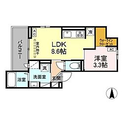 JR信越本線 長野駅 徒歩7分の賃貸アパート 3階1LDKの間取り