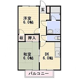 JR信越本線 長野駅 徒歩35分の賃貸アパート 1階2DKの間取り