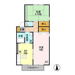 JR信越本線 長野駅 徒歩32分の賃貸アパート 1階2DKの間取り