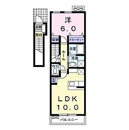 JR信越本線 長野駅 4.8kmの賃貸アパート 2階1LDKの間取り