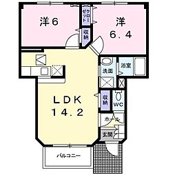 JR信越本線 長野駅 徒歩31分の賃貸アパート 1階2LDKの間取り