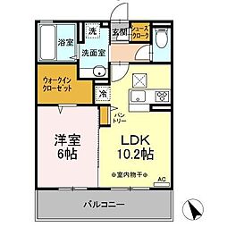 JR信越本線 長野駅 徒歩15分の賃貸アパート 1階1LDKの間取り