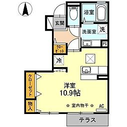 JR信越本線 長野駅 3.2kmの賃貸アパート 1階ワンルームの間取り