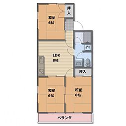 長野電鉄長野線 信濃吉田駅 徒歩17分の賃貸アパート 2階3LDKの間取り