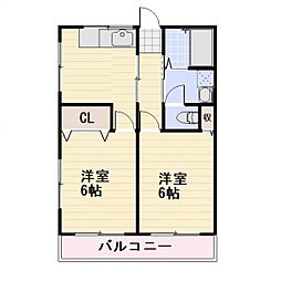 JR信越本線 長野駅 3.3kmの賃貸マンション 3階2DKの間取り