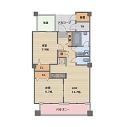 JR信越本線 長野駅 徒歩13分の賃貸マンション 5階2LDKの間取り