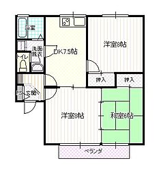 JR信越本線 長野駅 徒歩15分の賃貸アパート 1階3DKの間取り