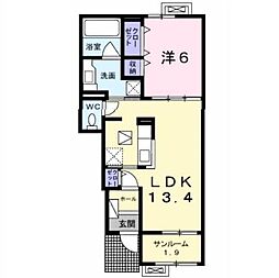 しなの鉄道北しなの 北長野駅 徒歩28分の賃貸アパート 1階1LDKの間取り