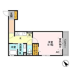 長野電鉄長野線 市役所前駅 徒歩9分の賃貸アパート 3階1Kの間取り