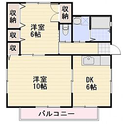 JR信越本線 長野駅 徒歩23分の賃貸アパート 1階2DKの間取り