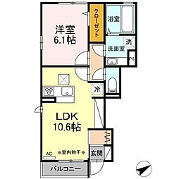 JR信越本線 長野駅 徒歩16分の賃貸アパート 1階1LDKの間取り