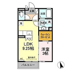 JR信越本線 長野駅 徒歩34分の賃貸アパート 1階1LDKの間取り