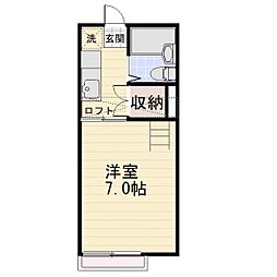 JR信越本線 長野駅 徒歩15分の賃貸アパート 2階1Kの間取り