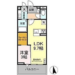 JR信越本線 長野駅 徒歩17分の賃貸アパート 3階1LDKの間取り