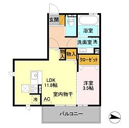 ライフコア吉田小町 1LDKの間取図画像