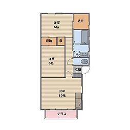 JR信越本線 篠ノ井駅 徒歩17分の賃貸アパート 1階2LDKの間取り