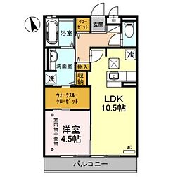 JR信越本線 長野駅 3.3kmの賃貸アパート 1階1LDKの間取り