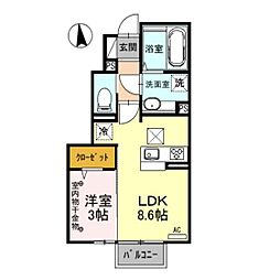 メゾンナカザワ 1LDKの間取図画像
