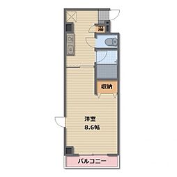 ドゥエル・アズ 1Kの間取図画像