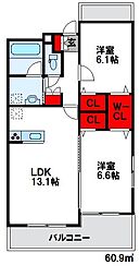 ソレイユルヴァン福津中央 2LDKの間取図画像