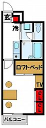 レオパレス若木台 1Kの間取図画像