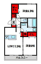 メゾンブランシュ 2LDKの間取図画像