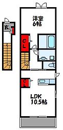 ヒルズ福津1 1LDKの間取図画像