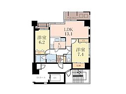 プレール本厚木2番館 2LDKの間取り