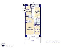 タウンズ八王子オークヒル 3LDKの間取り