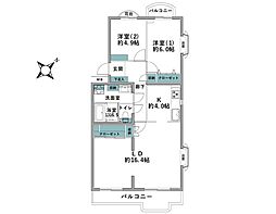東建ニューハイツ東林間 2LDKの間取図画像