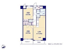アスティオン鹿沼公園 2LDKの間取り