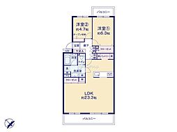 湘南ライフタウン羽根沢第三住宅27号棟 2LDKの間取図画像