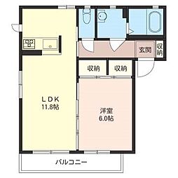 プリマクラッセ 1LDKの間取図画像