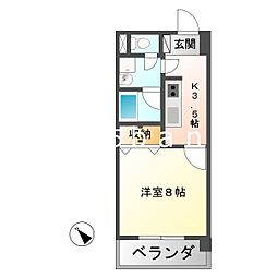 スカイヒルズマンション 1Kの間取図画像