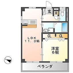 エミネンス 1LDKの間取図画像
