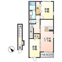 ラ・アンジュ 2LDKの間取図画像
