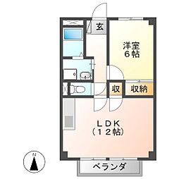 サープラス畑ヶ田 1LDKの間取図画像