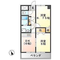 ドゥ・クレール駒場 2DKの間取図画像
