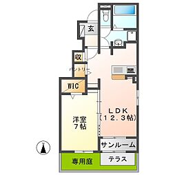 トレカーサ3 1LDKの間取図画像