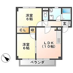 レジデンスコンフォートB 2LDKの間取図画像